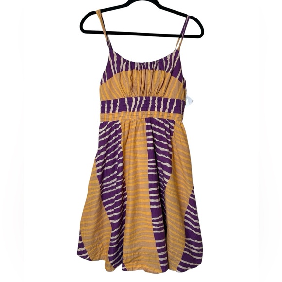 Purple and Yellow Striped Women's Dress - Picture 1 of 3